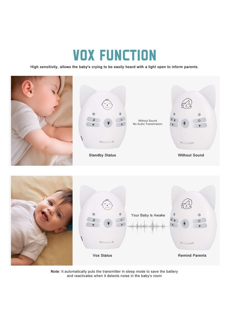 كابتن تيك Wireless Audio Baby Monitor, Baby Walkie Talkie, Baby Desk Lamp Caretaker with 2 Way Talk, VOX Mode, Long Range up to 300m, Crystal-Clear Sound, Lullabies, Night Light, Music Play, Plug  Play  - Image 3