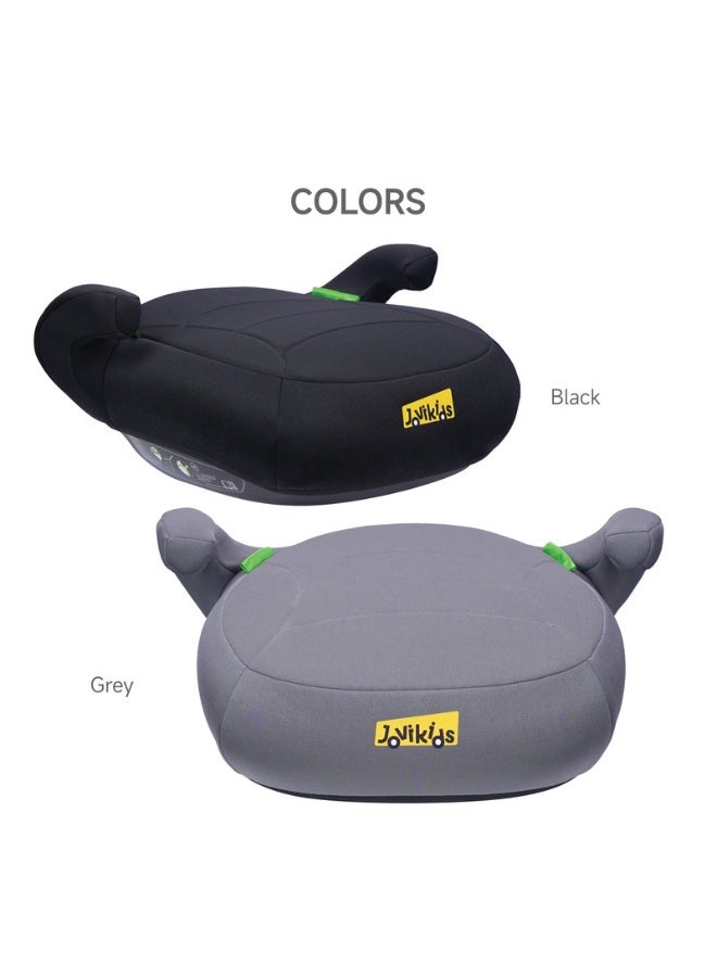 Jovikids مقعد تعزيز جوفي كيدز يوهو I-Size مجموعة 2/3 6–12 سنة معتمد ECE R129/E4 خفيف الوزن ومضغوط تركيب حزام أمان ثلاثي النقاط غطاء قابل للإزالة والغسل مساند ذراعين وراحة مبطنة رمادي - Image 3