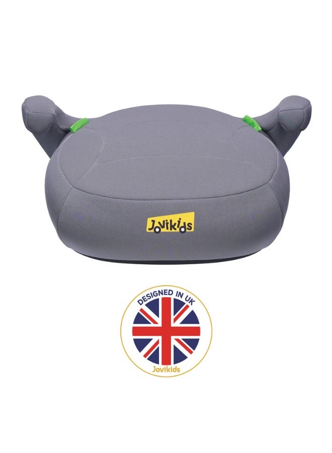 Jovikids مقعد تعزيز جوفي كيدز يوهو I-Size مجموعة 2/3 6–12 سنة معتمد ECE R129/E4 خفيف الوزن ومضغوط تركيب حزام أمان ثلاثي النقاط غطاء قابل للإزالة والغسل مساند ذراعين وراحة مبطنة رمادي - Image 1