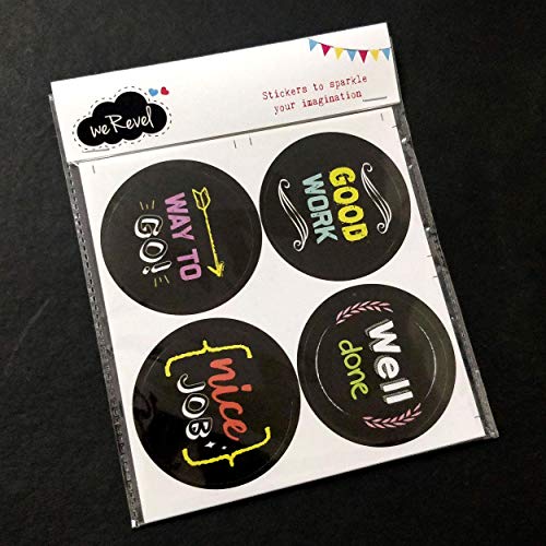 weRevel Paper Chalkboard Theme Appreciation Stickers, 40 Count, 2 Inches, Round, 4 Unique Designs - Image 2