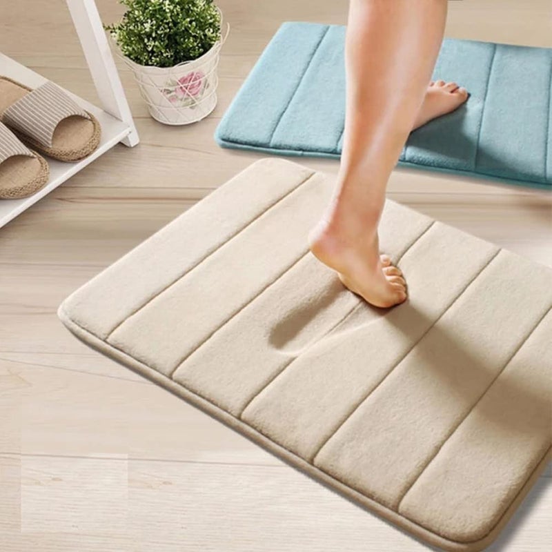 Zoxito Zoxito Super Soft Microfibre Solid Bath Mat Absorbent Anti Skid Mats for BathroomBedroomKitchenDoor Mat Floor Mat80 50 cmMulticolour Bath Mat Big Line - Image 2