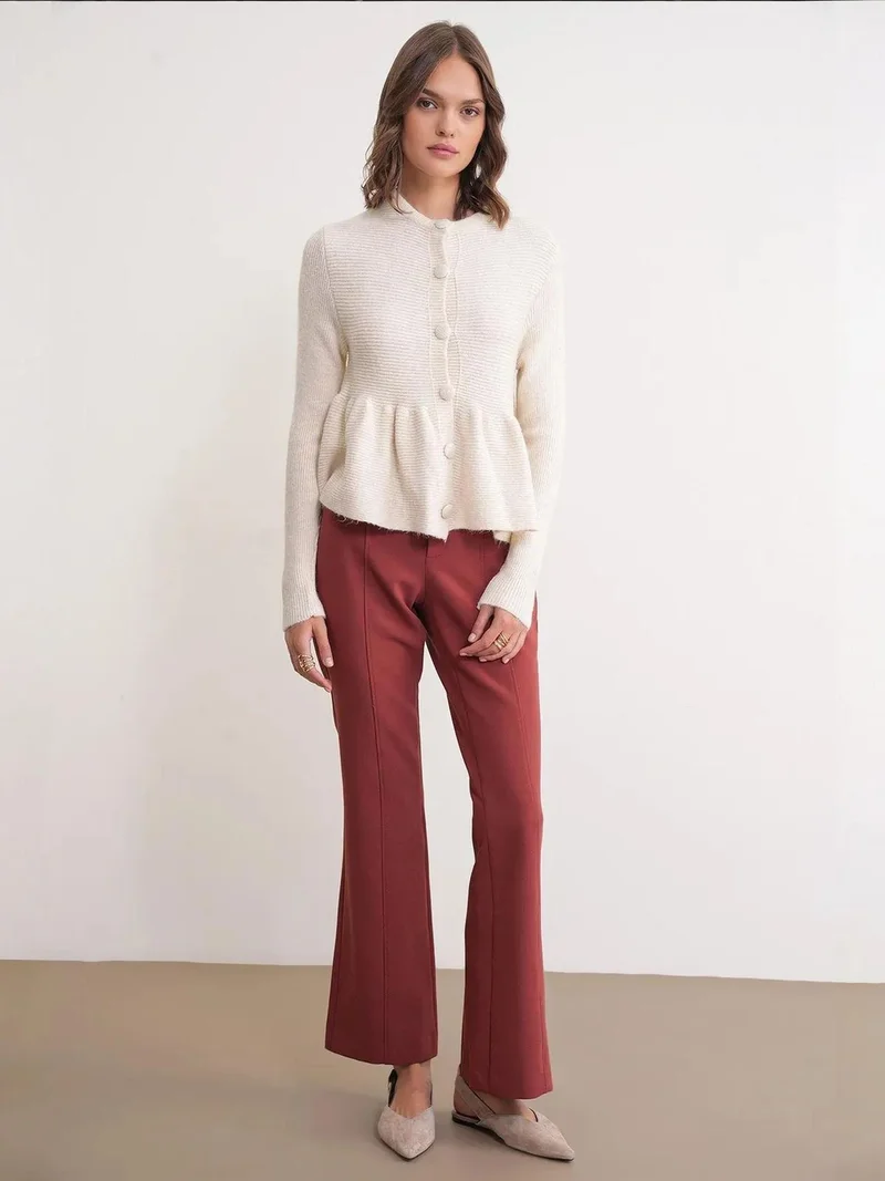 ميكسراي كارديجان ميكسراي محبوك بكشكشة وياقة دائرية