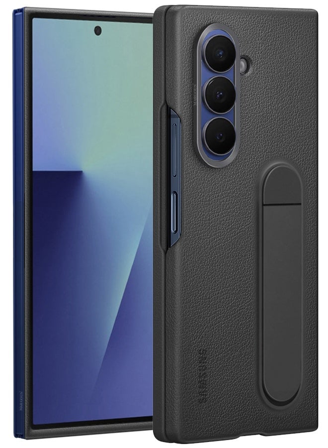 CATANES Leather Case Cover for Samsung Galaxy Z Fold 7, Kindsuit Case Slim and sleek with Secure Hand Grip - Dark Grey  - Image 4