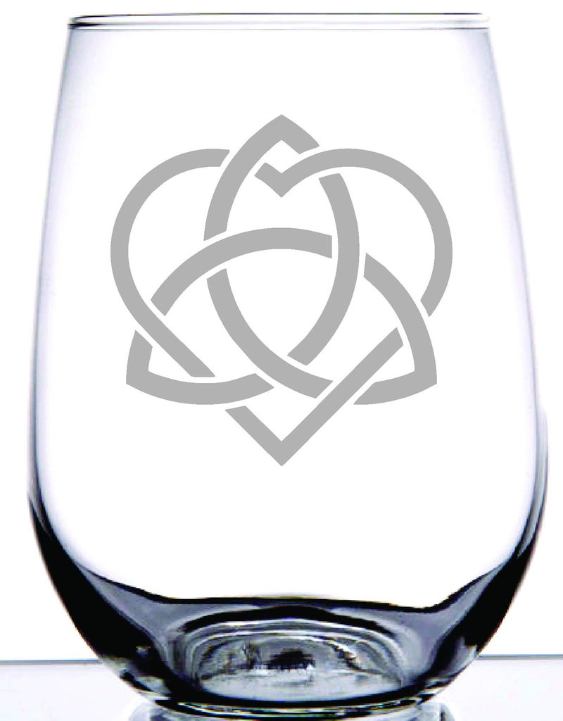Irish Celtic Sisterhood Knot  Laser Etched on 15 Ounce Stemless Wine Glass  any Sister will Love this Reminder of Your Bond