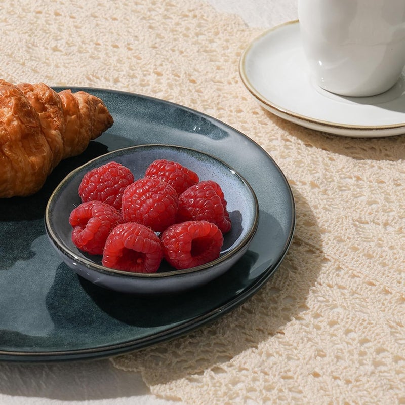 Famiware أطباق صلصة الصويا من فامي وير - مجموعة من 6 أكواب صلصة غمس بيضاوية - أطباق للمطبخ سعة 21 أونصة - أطباق صغيرة من السيراميك للأطباق الجانبية والمقبلات والوجبات الخفيفة والسوشي - زجاجة زرقاء آمنة للغسل في غسالة الصحون - Image 5