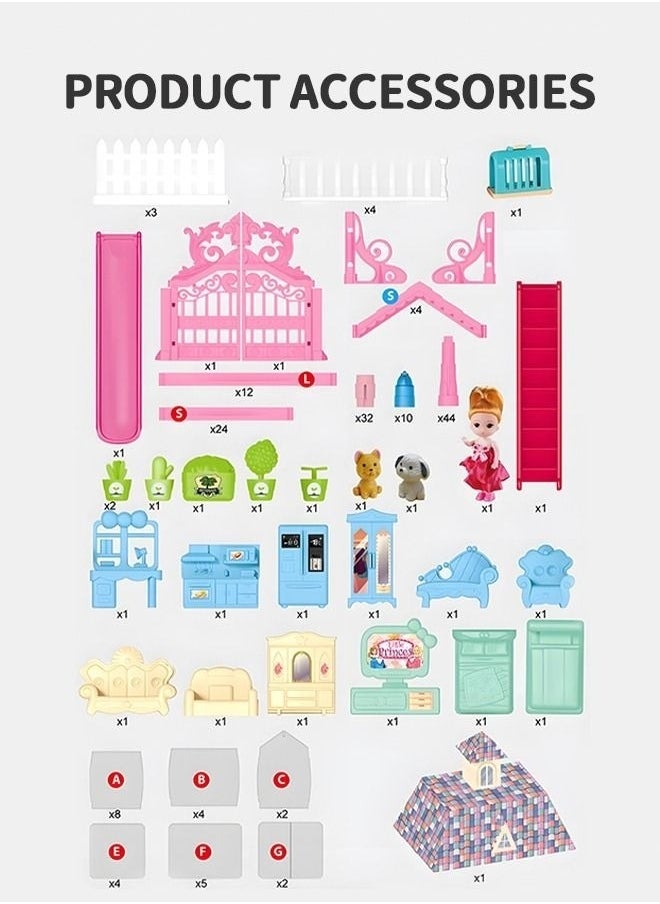 191PCS Doll House, 3 Stories 8 Rooms 1 Balcony, Dollhouse Sets with Dolls, Chimney & Slide, Furniture and Accessories, DIY Building Pretend Play Doll House, Playing House Building Playset - pzsku/Z6B0AB71E5D8ED44DF40FZ/45/_/1695452388/12ce98aa-7832-4040-9062-7bdad2222ec6