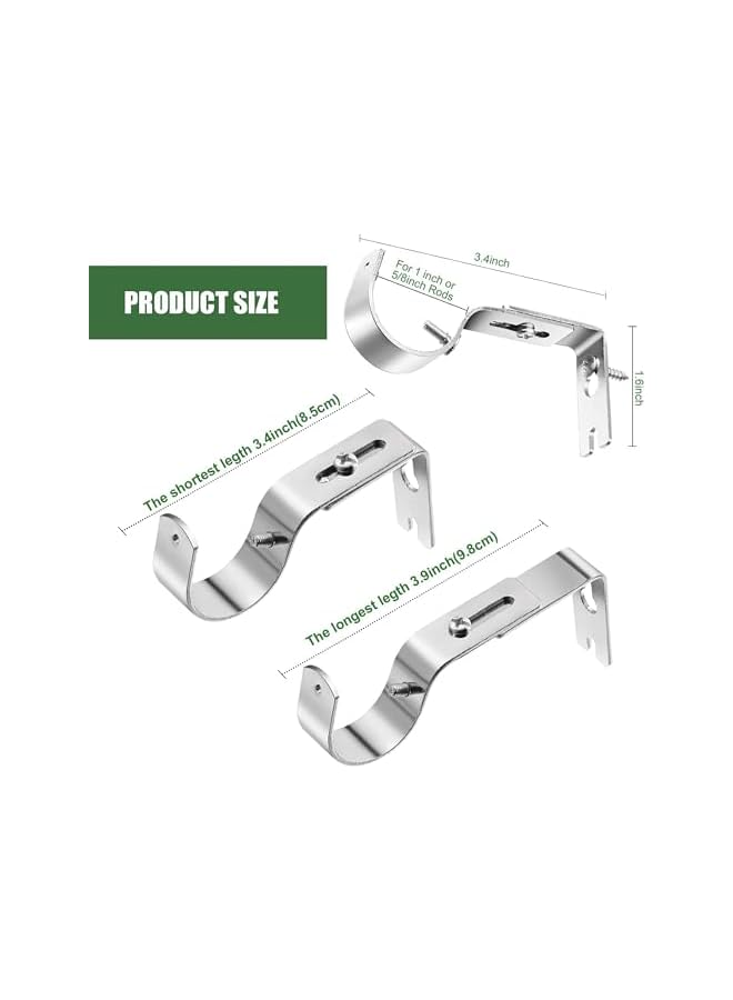 erorex 6 Pack Adjustable Curtain Rod Brackets, Heavy Duty Drapery Rod Holders, Hardware Window Curtain Rod Support Hanger for 1 Inch Rod with Installation Screws, Durable and Anti-rust  - Image 2