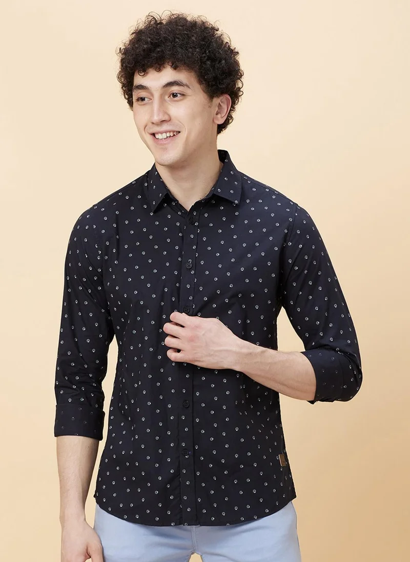 بيينغ هيومان Slim Fit Opaque Printed Pure Cotton Casual Shirt