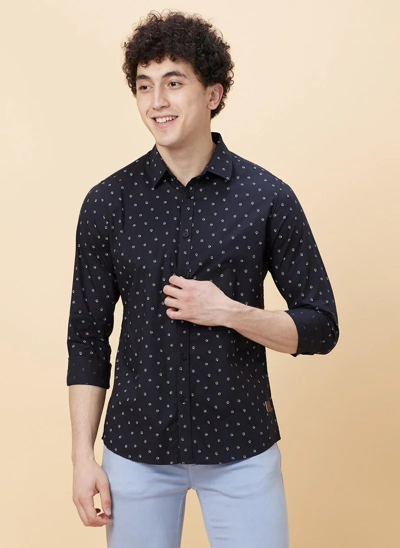 بيينغ هيومان Slim Fit Opaque Printed Pure Cotton Casual Shirt