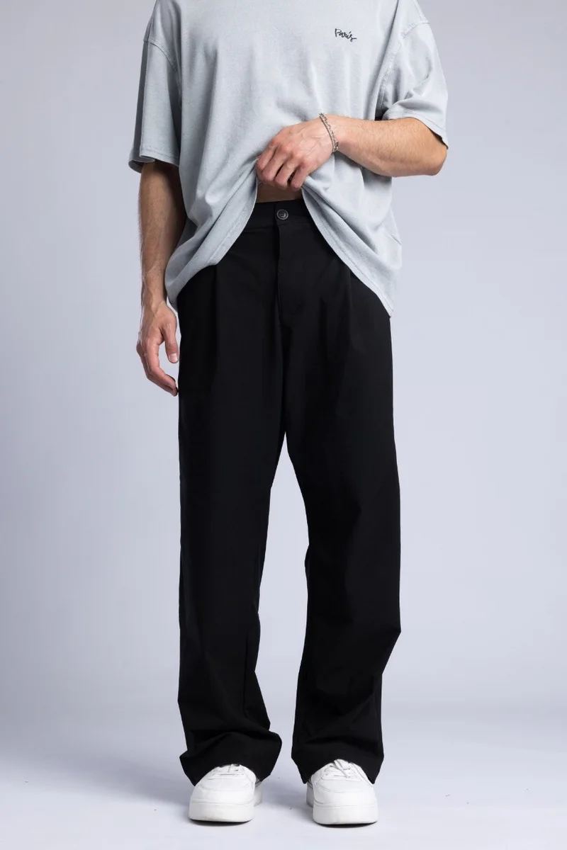 Catch Pleated Detail Fabric Trousers