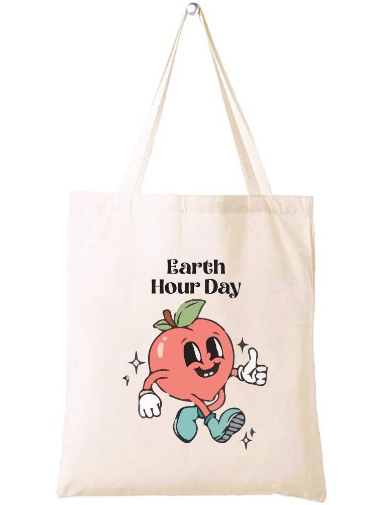 PRINTSHOP4ME Earth Hour Tote Bag-Cotton Canvas,Reusable-Perfect For School,Travel And Birthday Gift-Eco-Friendly Canvas Cotton Tote Bag For Women-Earth Day Gift  - Image 1