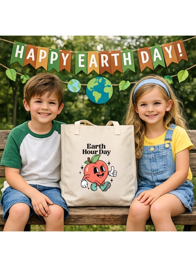 PRINTSHOP4ME Earth Hour Tote Bag-Cotton Canvas,Reusable-Perfect For School,Travel And Birthday Gift-Eco-Friendly Canvas Cotton Tote Bag For Women-Earth Day Gift - Image 2