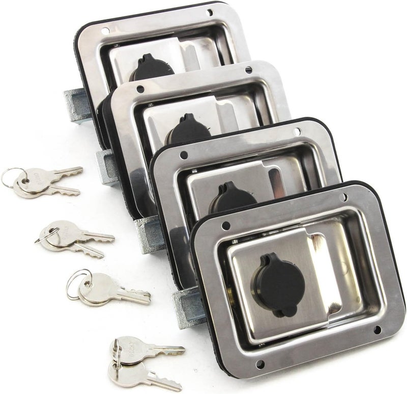 Red Hound Auto Stainless Door Lock Trailer Toolbox RV Paddle Handle Latch - 4 Pack - Image 1
