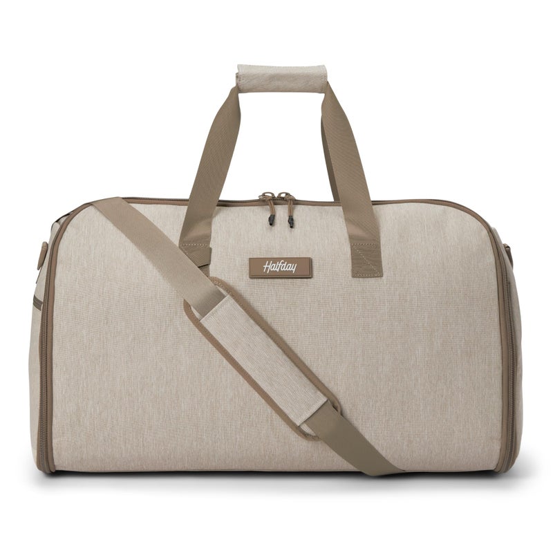 Halfday Convertible 2-in-1 Garment Duffel Weekender Bag 45L | Wrinkle-Free Travel, Hanging Suit Compartment, Shoe Pockets, Trolley Sleeve. Durable & Water-Resistant Carry-On, Stone - Image 1