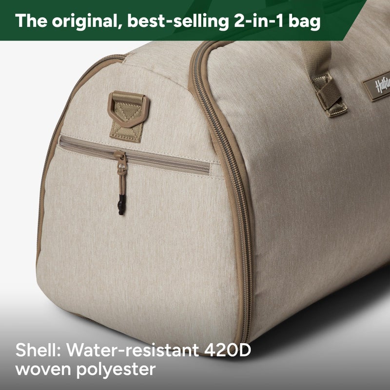 Halfday Convertible 2-in-1 Garment Duffel Weekender Bag 45L | Wrinkle-Free Travel, Hanging Suit Compartment, Shoe Pockets, Trolley Sleeve. Durable & Water-Resistant Carry-On, Stone - Image 5