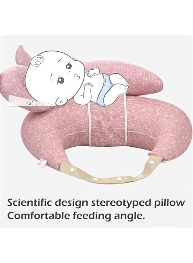 HOOKOR Nursing Pillow,Multipurpose Breastfeeding Pillow for More Support for Mom and Baby,Ergonomic Baby Feeding Pillow with Adjustable Waist Strap and Removable Cotton Cover (Pink) - Image 2