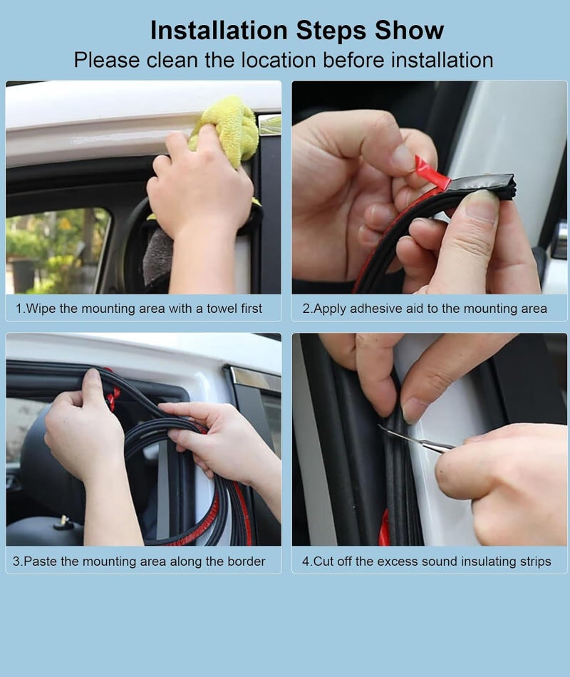 Indusoire 10M Car Door Seal Noise Proof, Damping Sheet for Car Door, Anti Noise Car Sealing Strip, Vehicle Sealing for Long Distance Travel and Commute - Image 4
