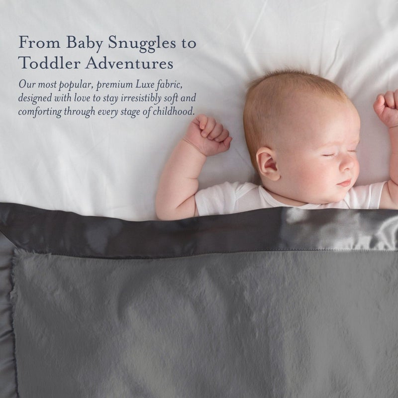 Little Giraffe Baby Blanket - Luxe Soft Blanket with Satin Trim - Baby Stroller Blanket - Newborn Baby Essentials & Baby Gifts - 29x35" - Charcoal - Image 2