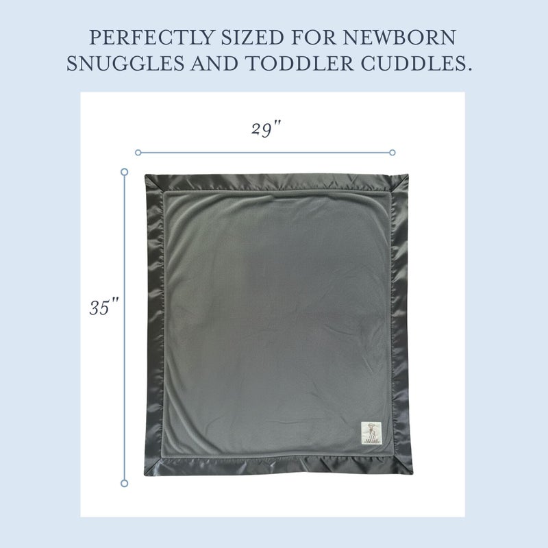 Little Giraffe Baby Blanket - Luxe Soft Blanket with Satin Trim - Baby Stroller Blanket - Newborn Baby Essentials & Baby Gifts - 29x35" - Charcoal - Image 3