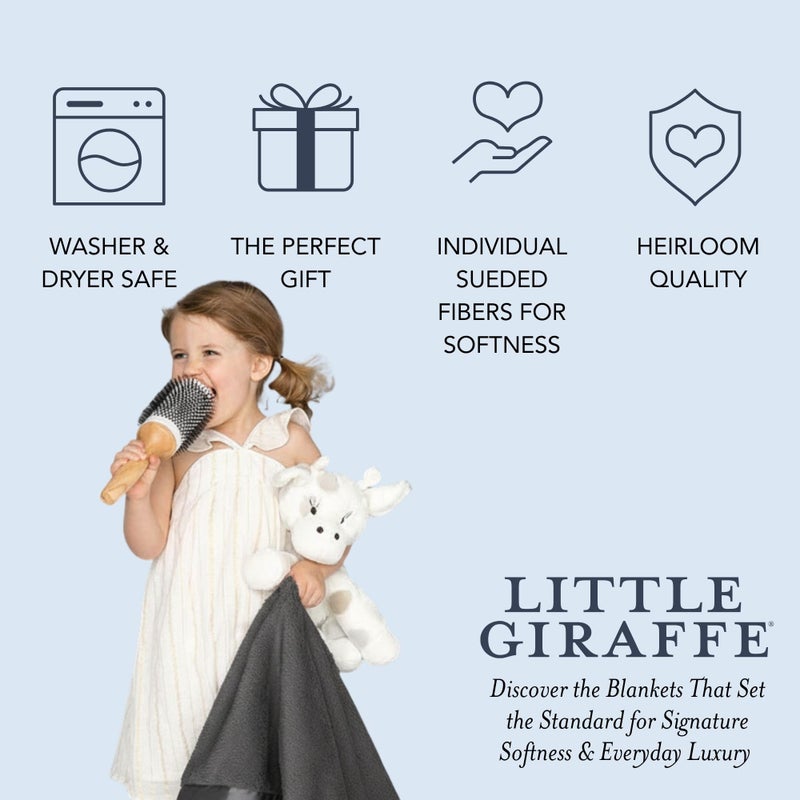 Little Giraffe Baby Blanket - Luxe Soft Blanket with Satin Trim - Baby Stroller Blanket - Newborn Baby Essentials & Baby Gifts - 29x35" - Charcoal - Image 5