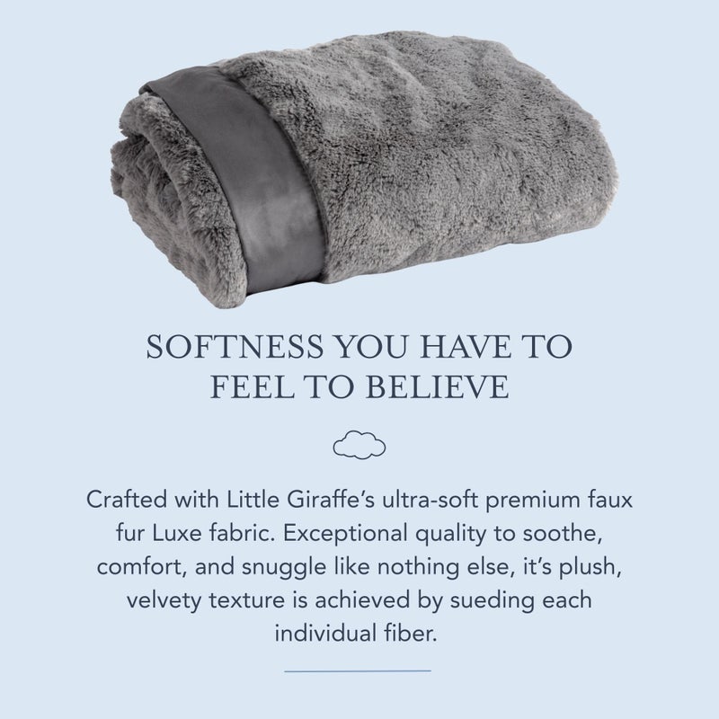 Little Giraffe Baby Blanket - Luxe Soft Blanket with Satin Trim - Baby Stroller Blanket - Newborn Baby Essentials & Baby Gifts - 29x35" - Charcoal - Image 4