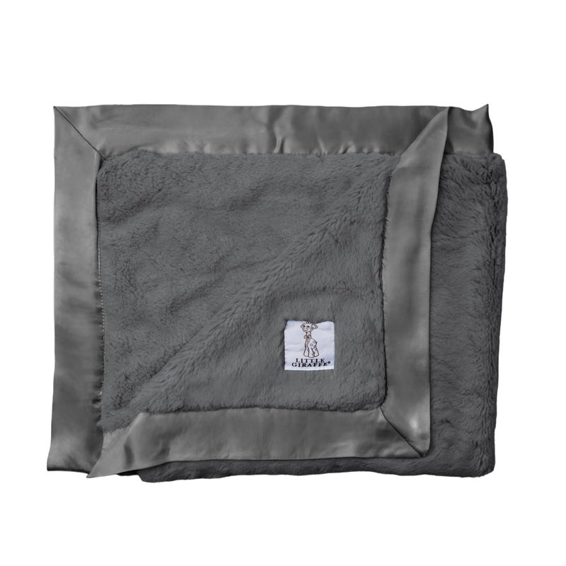 Little Giraffe Baby Blanket - Luxe Soft Blanket with Satin Trim - Baby Stroller Blanket - Newborn Baby Essentials & Baby Gifts - 29x35" - Charcoal - Image 1