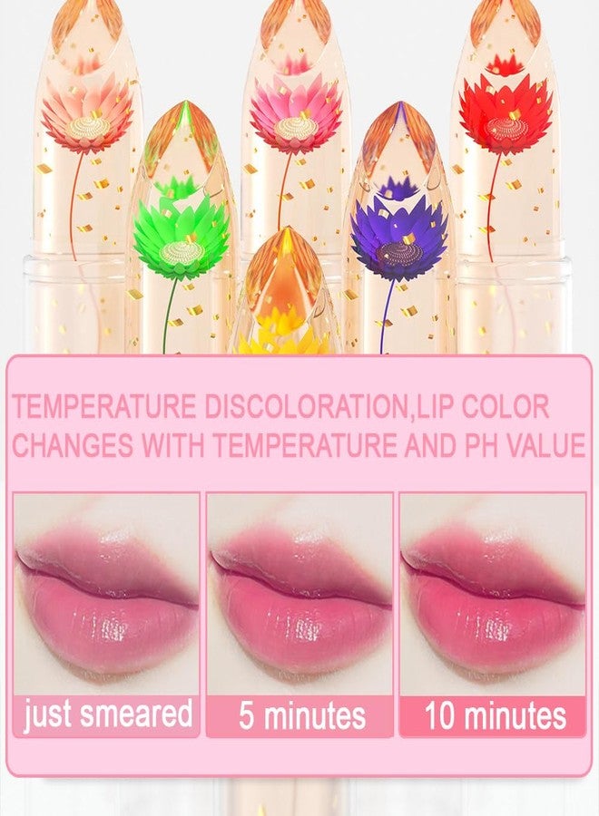 BINGBRUSH 3 Pcs Crystal Flower Jelly Color Changing Lipstick,Long Lasting Lip Care Moisturizer Lip Balm Magic Color Change Lip Gloss Lip Tint Stain Matte Makeup Lipstick - Image 5
