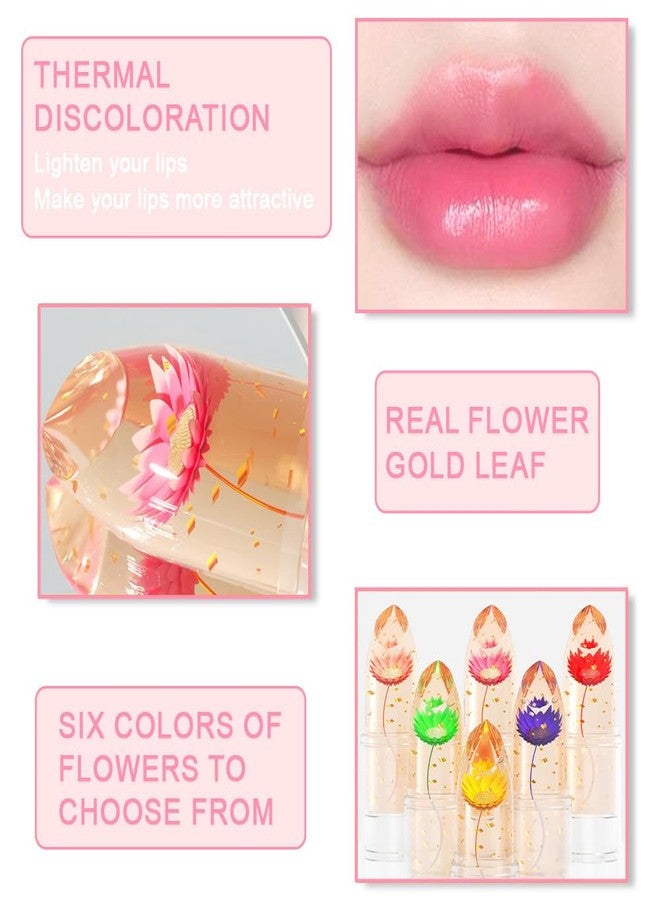 BINGBRUSH 3 Pcs Crystal Flower Jelly Color Changing Lipstick,Long Lasting Lip Care Moisturizer Lip Balm Magic Color Change Lip Gloss Lip Tint Stain Matte Makeup Lipstick - Image 4