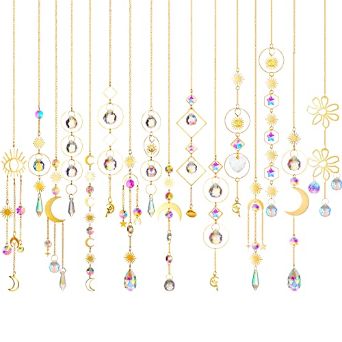 Ysleen 16 Pcs Crystals Suncatcher Colorful Hanging Sun Catcher for Window with Chain Pendant Ornament Prism for Garden Wedding Party Indoor Outdoor Decoration GiftRainbow - Image 1