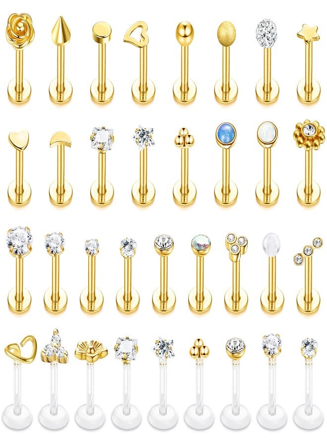 Sanfenly Lip Rings for Women Men 16G Medusa Labret Lip Piercing Jewelry 8MM Lip Ring Studs Gold Tragus Helix Cartilage Earrings - Image 1