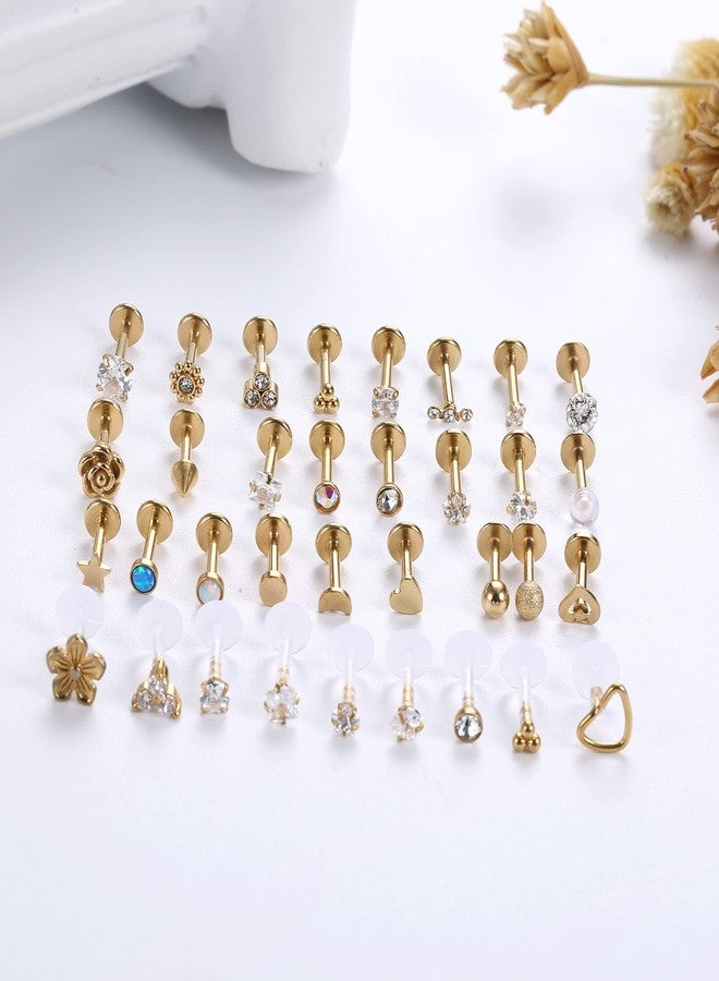 Sanfenly Lip Rings for Women Men 16G Medusa Labret Lip Piercing Jewelry 8MM Lip Ring Studs Gold Tragus Helix Cartilage Earrings - Image 2