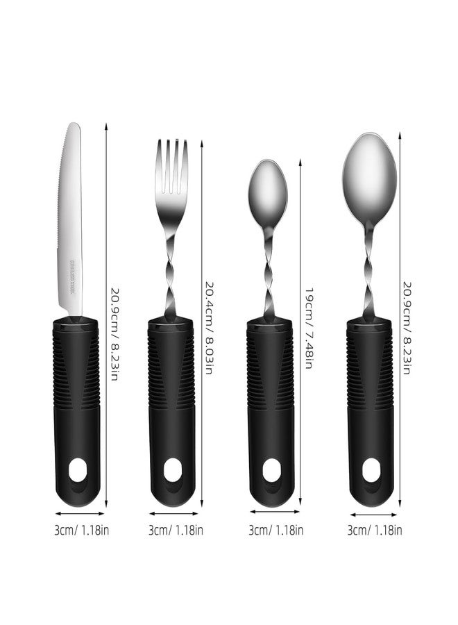 Solustre Adaptive Utensils for Elderly 4-Piece Stainless Steel Bendable Tableware Set with Non-Slip Textured Handles Lightweight Anti-Shake Fork Spoon Cutter for S and Disabled Adults - Image 4