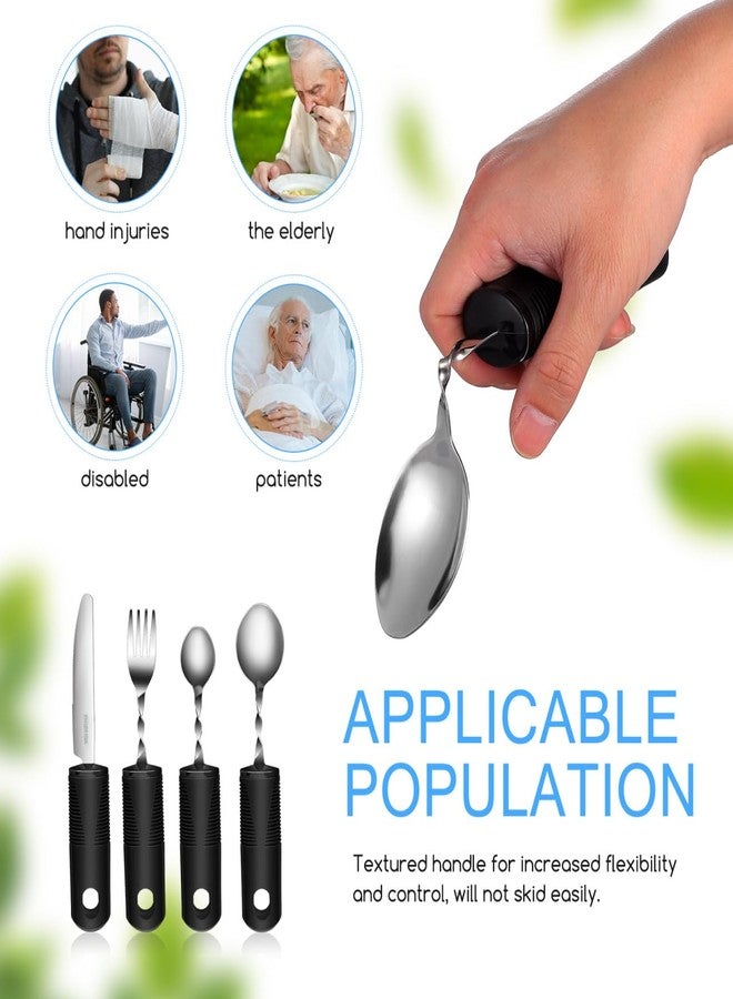 Solustre Adaptive Utensils for Elderly 4-Piece Stainless Steel Bendable Tableware Set with Non-Slip Textured Handles Lightweight Anti-Shake Fork Spoon Cutter for S and Disabled Adults - Image 5