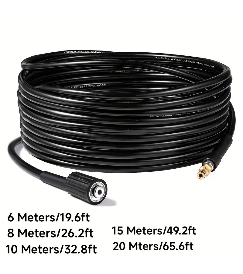 خرطوم غسيل السيارات عالي الضغط 40 ميجاباسكال 5800 PSI خرطوم أسود 590.55 بوصة M22 14 K2 K7 - Image 2