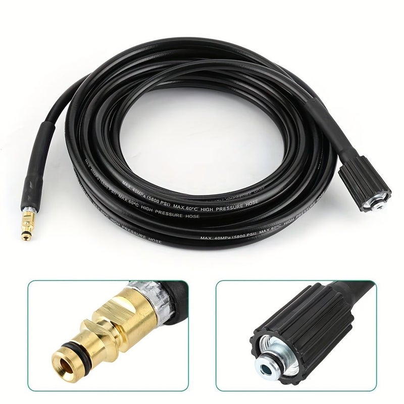 خرطوم غسيل السيارات عالي الضغط 40 ميجاباسكال 5800 PSI خرطوم أسود 590.55 بوصة M22 14 K2 K7 - Image 4