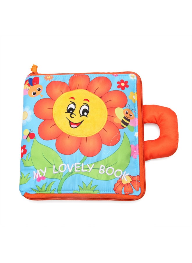 Multifunctional Flower Three-dimensional Cloth Book Baby Educational Cloth Book Handle Recognition Color Shape Learning Dressing-Color:BBK Sunflower Cloth Book  - Image 1