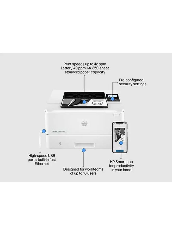 HP طابعة ليزر جت برو 4003n لون أبيض - Image 5
