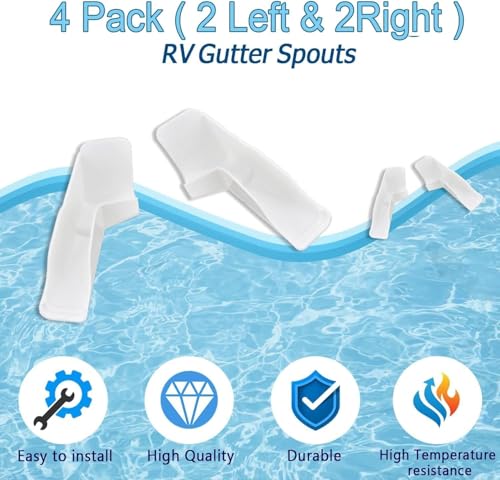 Wadoy RV Gutter Spouts with Extensions, RV Rain Gutter Spouts 2 Right & 2 Left, Universal RV Gutter Extensions - Directs Rainwater Away from The Sides of Your RV, Left and Right Side - Image 4