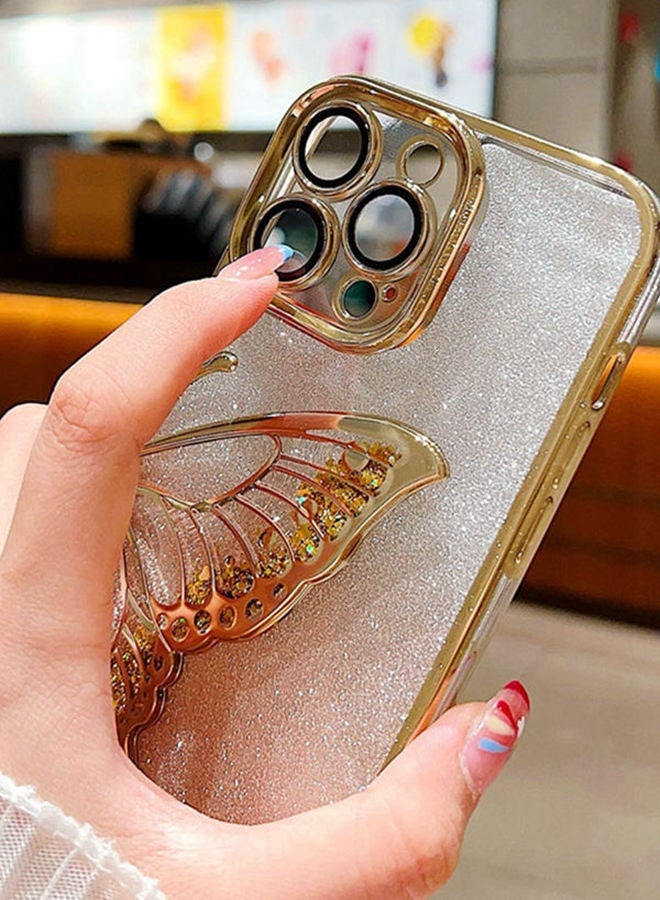 غطاء لامع لجهاز آيفون 16 برو ماكس ， حافظة لامعة أنيقة متألقة على شكل فراشة ， واقي عدسة الكاميرا ， غطاء فاخر فاخر متدرج مقاوم للصدمات لجهاز آيفون 16 برو ماكس للنساء هدية للفتيات - Image 4