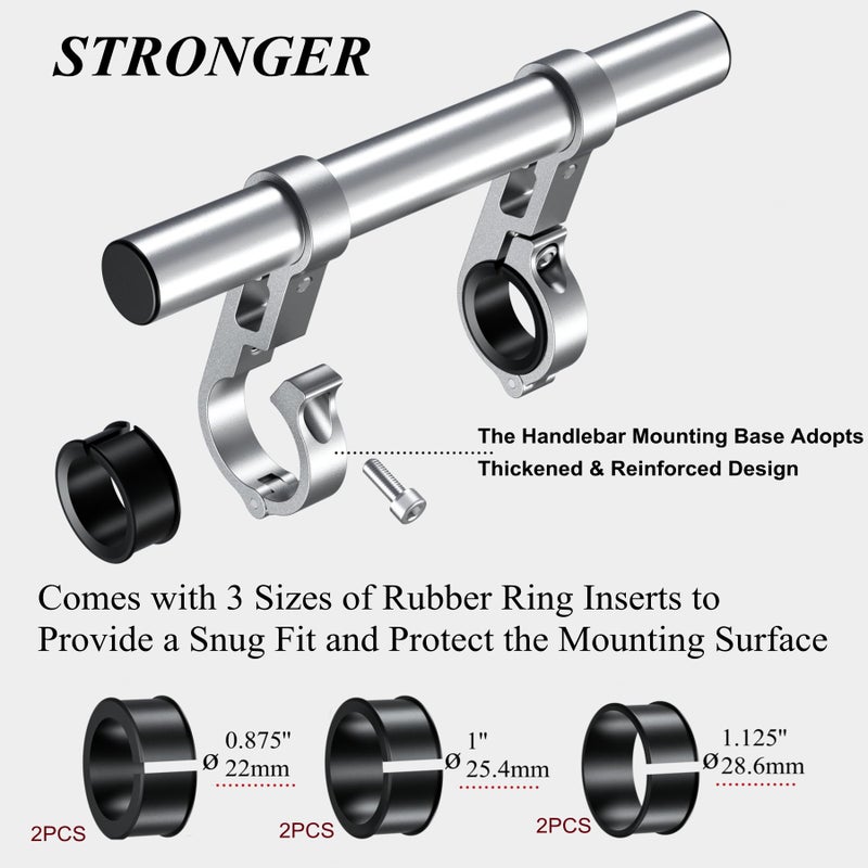 BRCOVAN Aluminum Alloy Handlebar Extender for Bicycle & Motorcycle, Bike Handlebar Extensions with Double Mounting Clamp Bracket, Fit for Round Rails 0.87'' / 1'' / 1.125'' / 1.26'' in Diameter - Image 4