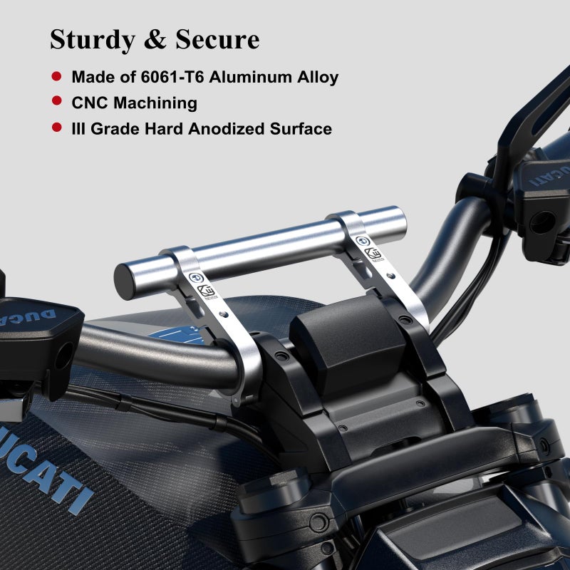BRCOVAN Aluminum Alloy Handlebar Extender for Bicycle & Motorcycle, Bike Handlebar Extensions with Double Mounting Clamp Bracket, Fit for Round Rails 0.87'' / 1'' / 1.125'' / 1.26'' in Diameter - Image 2