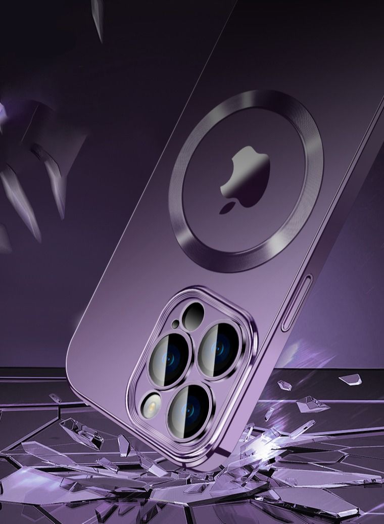 لوميكا جراب هاتف iPhone 14 Pro Max مطلي بالكهرباء ومضاد للغبار جراب هاتف مغناطيسي بنفسجي - Image 5