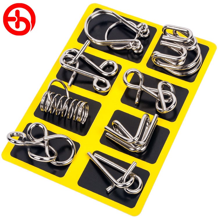 Intelligence Buckle 8-Piece Set Abcd Metal Puzzle Nine Series Release Buckle Intelligence Buckle 8-Piece Set - Image 3