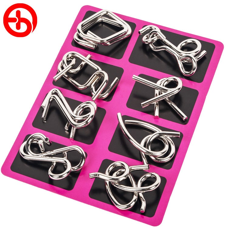 Intelligence Buckle 8-Piece Set Abcd Metal Puzzle Nine Series Release Buckle Intelligence Buckle 8-Piece Set - Image 1