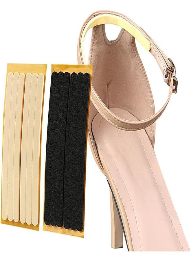 erioctry 12 Pcs Anti-Slip Heel Grips & Strap Cushions for Shoes Self-Adhesive Thin Liners Pads Inserts Prevent Rubbing Stop Slipping Women High Heels Loose Sandals (Black+Beige) - Image 3