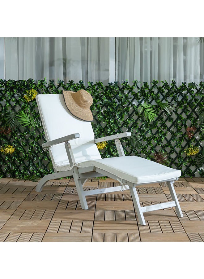 DANUBE HOME Dreamwave 1-Seater Wooden Sun Lounger | All Weather Patio Sunloungers | Single Relaxing Chair | Modern Design Outdoor Furniture For Gardens Lawns Poolsides L143xW55.5xH91.5cm - - Image 2
