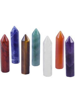 rockcloud Rockcloud Pack of 7 Healing Crystal Wands Crystals Points 6 Faceted Reiki Chakra Stones for Meditation Therapy 2 inches 