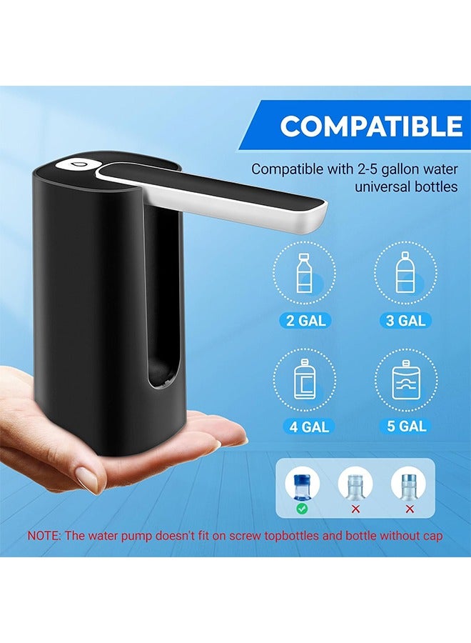Sweet Life Foldable Water Dispenser for 5 Gallon Bottle, Electric Water Pump for 5 Gallon Jug Rechargable Portable Automatic Low Decibel for Camping Travel Home Kitchen Office (Black) - Image 3