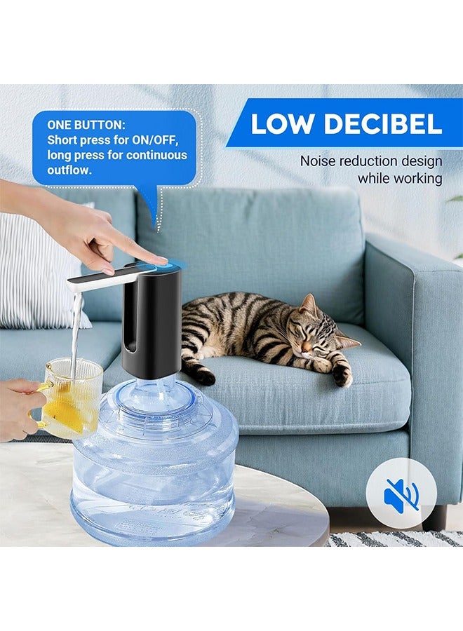 Sweet Life Foldable Water Dispenser for 5 Gallon Bottle, Electric Water Pump for 5 Gallon Jug Rechargable Portable Automatic Low Decibel for Camping Travel Home Kitchen Office (Black) - Image 5