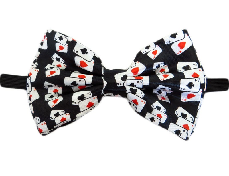 Mens Playing Cards Gambling Casino Bowtie - Black - One Size Bow Tie